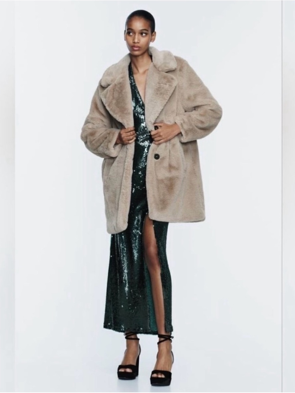 Zara Faux Fur Coat XS